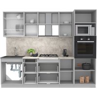 Готовая кухня Интерлиния Мила Лайт 2.6 ВТ (белый платинум/белый платинум/дуб бунратти)