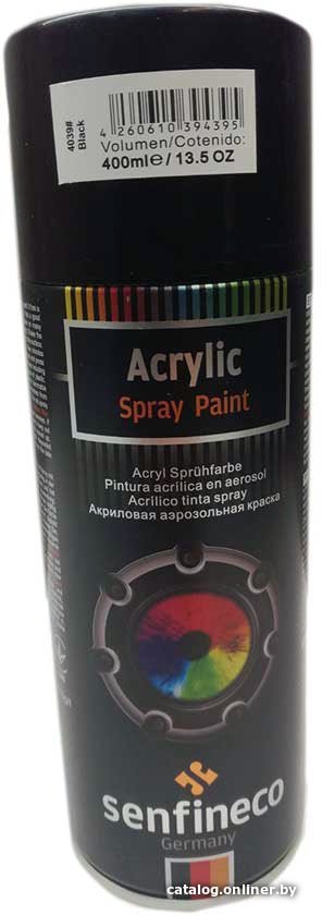 Автомобильная краска Senfineco Acrylic черный глянцевый 400мл 4039