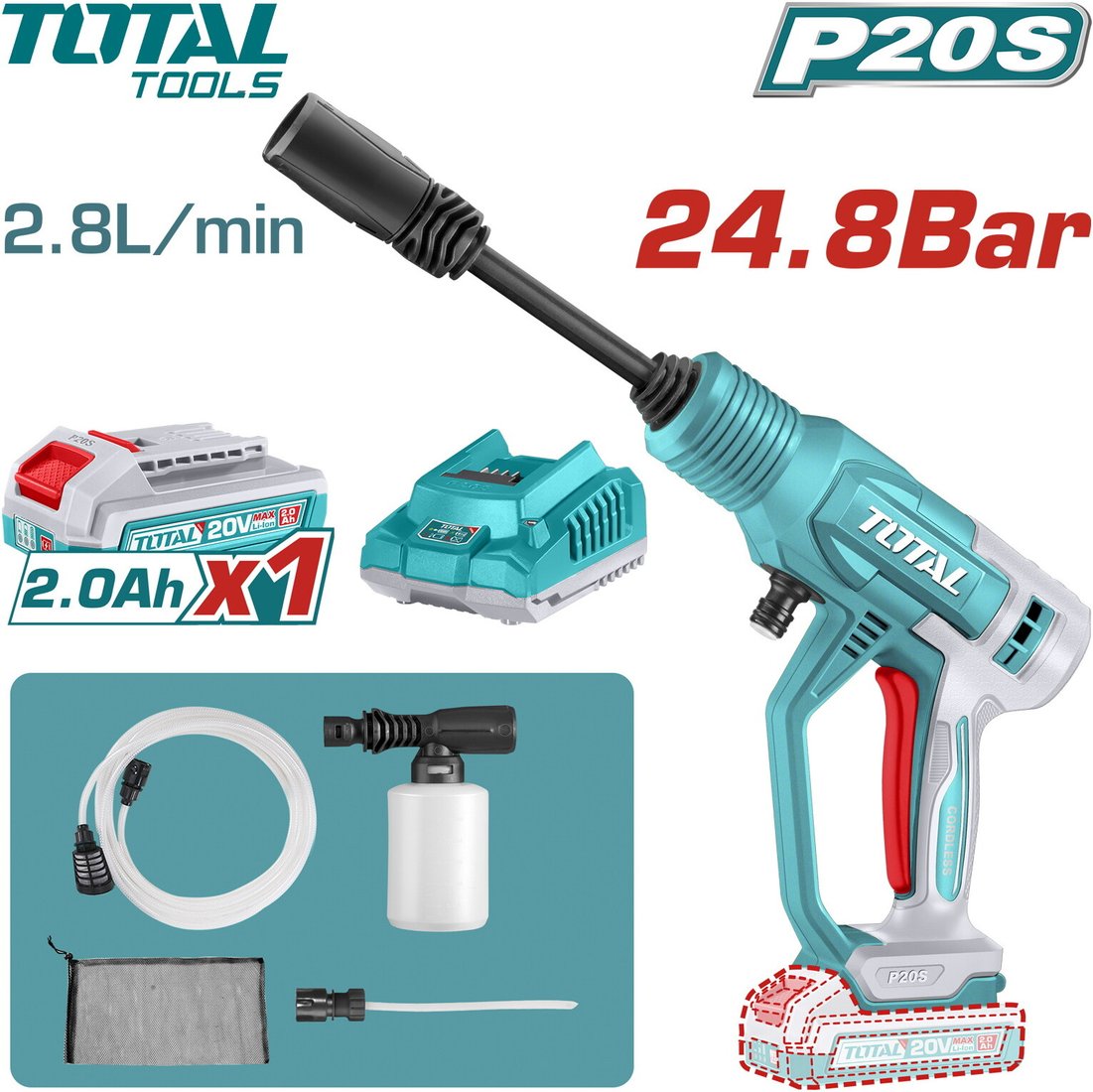 

Мойка высокого давления Total TPWLI20362 (с 1-им АКБ)