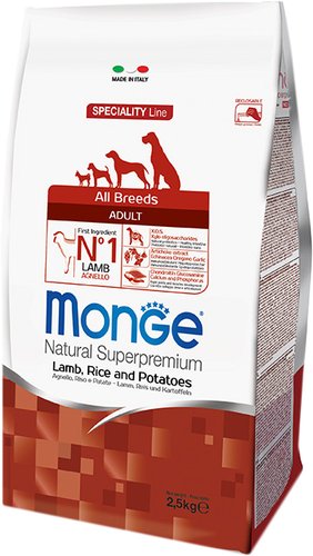 Сухой корм для собак Monge All Breeds Adult Lamb, Rice and Potatoes 2.5 кг