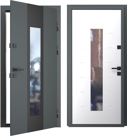 

Металлическая дверь Guard Inox Black 96x205 (правая, графит/экосатин белый)