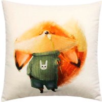 Декоративная подушка Matex Fluffy. Рыжик с цветочком 61-694 (белый/зеленый/лососевый)