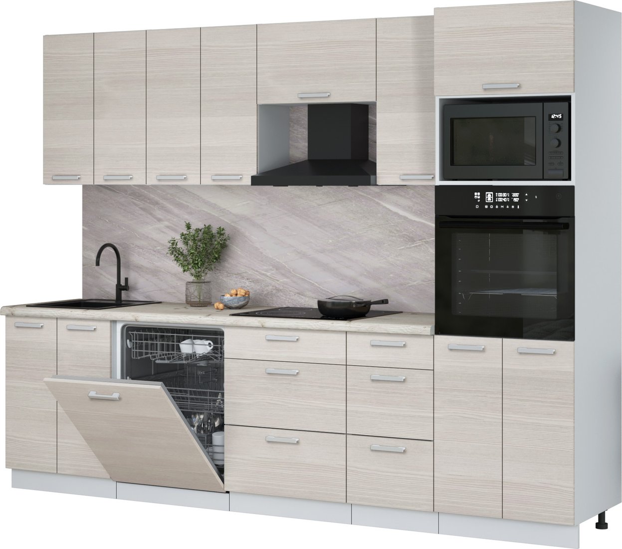 

Готовая кухня Интерлиния Мила Лайт 2.8-ПМ1 (вудлайн кремовый/вудлайн кремовый/бискайская сосна)