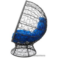 Кресло M-Group Кокос на подставке 11590310 (серый ротанг/синяя подушка)