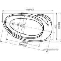Ванна Aquatek Бетта 160х95 с гидромассажем (левая)
