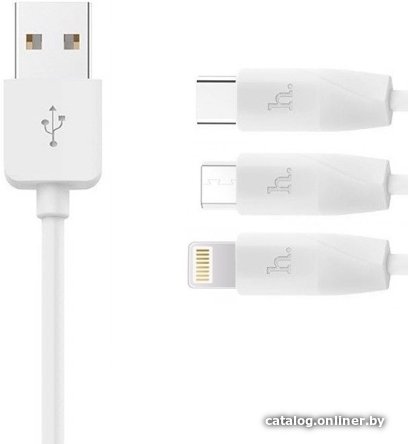 Кабель Hoco X1 Lightning/microUSB/USB Type-C (белый)