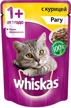 Пресервы Whiskas рагу с курицей 0.085 кг