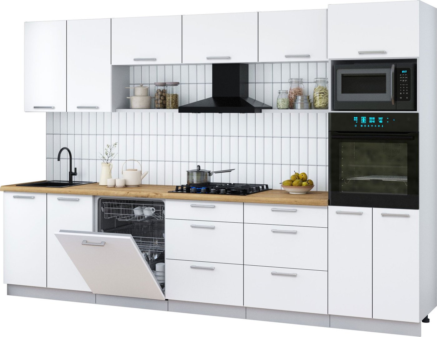 

Готовая кухня Интерлиния Мила Gloss 3.2-ПМ1 (белый/белый/дуб бунратти)