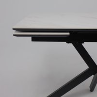 Кухонный стол Lepremo AV 2111 МДФ+керамика раздвижной 1200-1800x800 (белый матовый Snow White/черный)