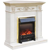 Каминокомплект Смолком Verona Corner + Fobos FX Brass RB-STD 5BRFX (белый дуб/патина золото)