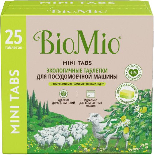 

Таблетки для посудомоечной машины BioMio С маслами бергамота и юдзу (25 шт)