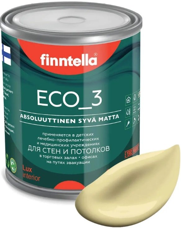 

Краска Finntella Eco 3 Wash and Clean Hirssi F-08-1-1-LG133 0.9 л (паст.-желтый)