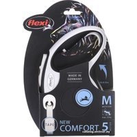 Поводок-рулетка Flexi New Comfort M Tape 5 м (черный)