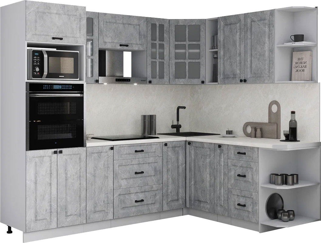 

Готовая кухня Интерлиния Мила Деко 1.88x2.4 PR (керамика/керамика/опал светлый)