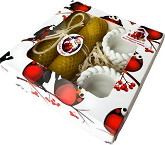 Вендитио Ozarich Снегири Новогодний с 2-мя свечами и подсвечниками (желтый)