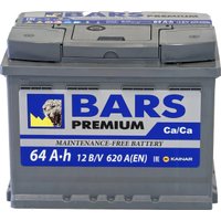 Автомобильный аккумулятор BARS Premium 64 R+ (64 А·ч) + Бесплатная диагностика подвески или -30% на замену масла