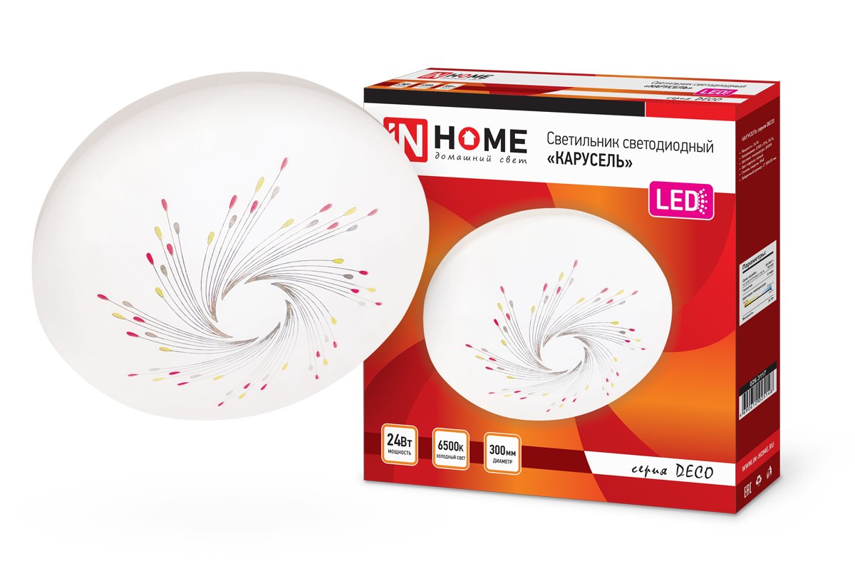 

Светильник-тарелка In Home Deco 24Вт 230В 6500К 1560лм (Карусель)