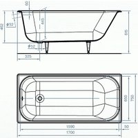 Ванна Универсал Ностальжи-У 170x75 (1 сорт без ножек, с сифоном 21Y11020)