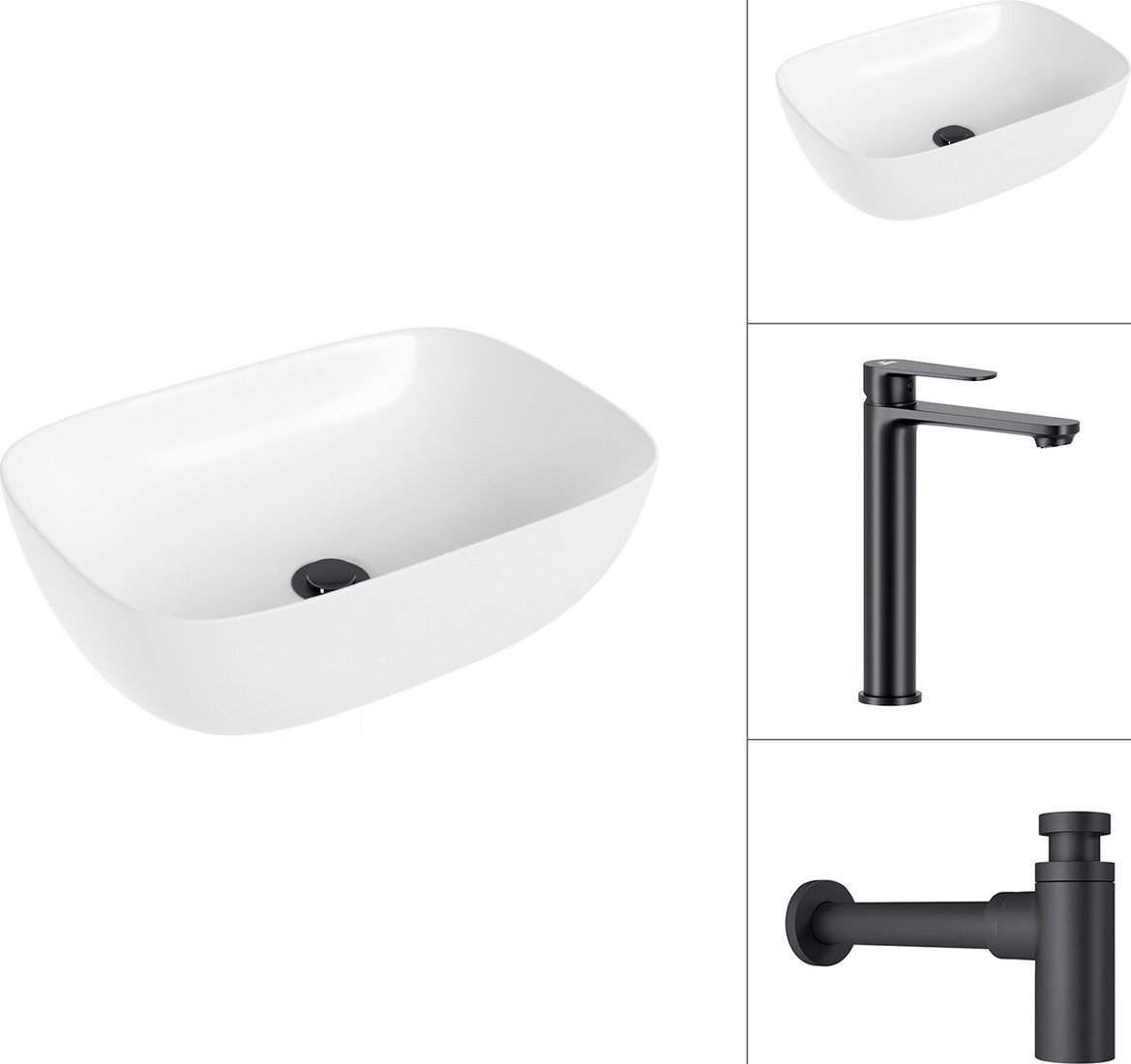 

Умывальник Lauter 21493A + Moon 21СК8691BS с сифоном 21635B (черный матовый)