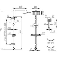 Душевая система  Ferro Squerto Lux NP24-BL (черный)