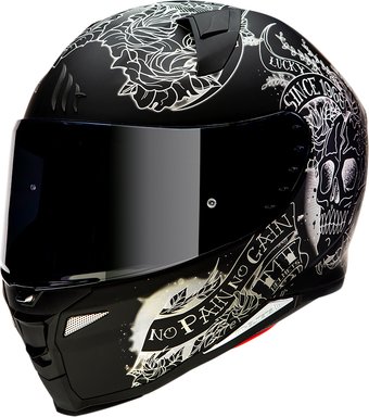 Мотошлем MT Helmets Revenge 2 Skull & Roses A1 (XS, matt black)