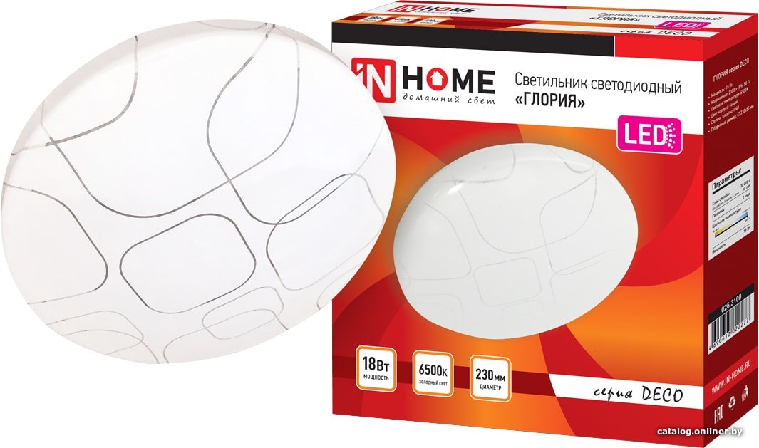 Светильник-тарелка In Home Deco 18 Вт 6500 К (глория)