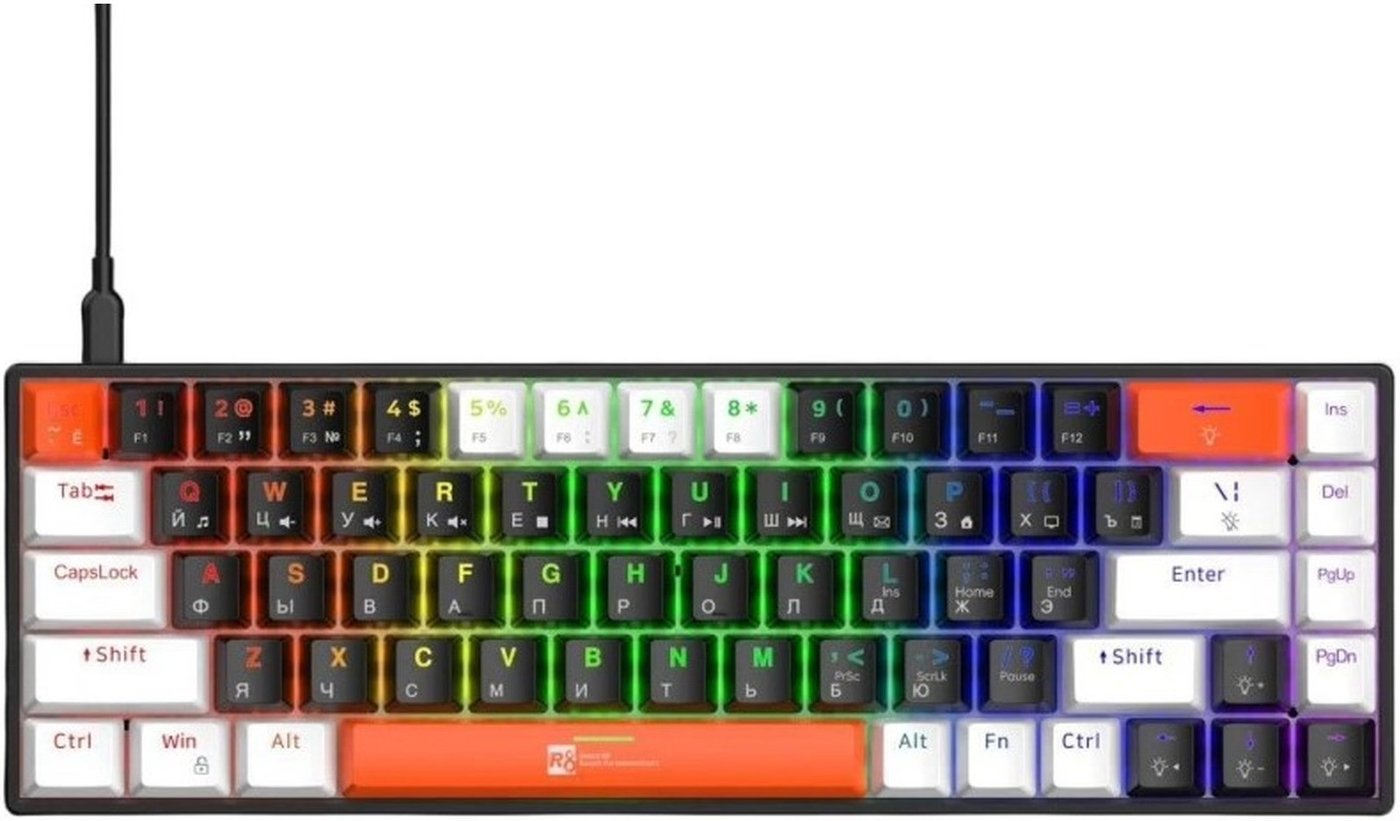 Клавиатура R8 1038 Wired Mechanical (черный/белый/оранжевый)
