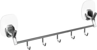 Держатель для полотенца Lemer Nature с 5 крючками на силиконовом креплении LEM-N03CR (хром)