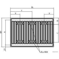 Стальной панельный радиатор Brugman Tип 22 500x100x1800 FEV220501801UBY (нижнее подключение)
