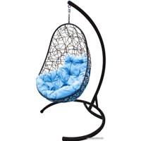 Подвесное кресло M-Group Овал 11140403 (черный ротанг/голубая подушка)