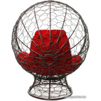 Кресло M-Group Кокос на подставке 11590206 (коричневый ротанг/красная подушка)