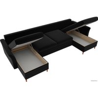 П-образный диван Лига диванов София 100068 (микровельвет, черный)