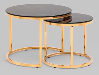 Журнальный столик Stool Group Селена (стекло черный мрамор/золото)