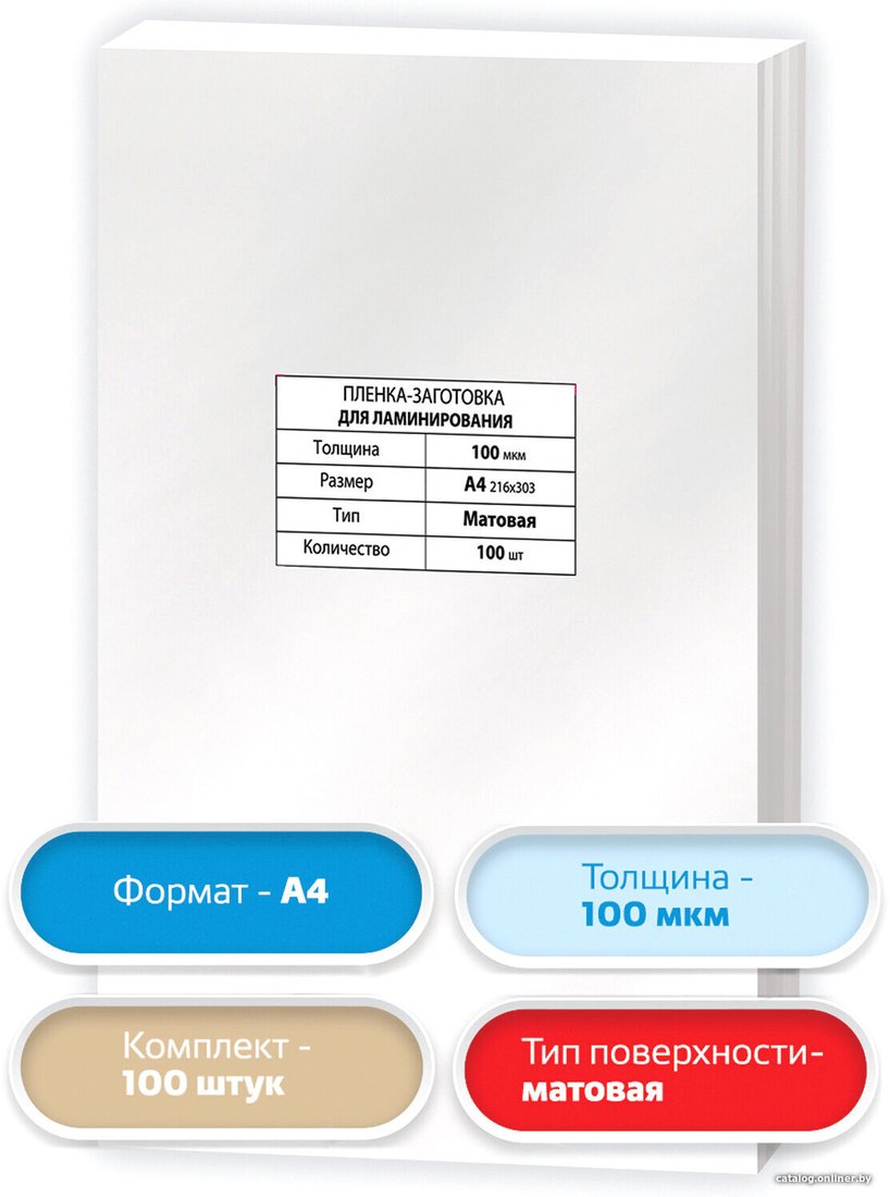 Пленка для ламинирования BRAUBERG Brauberg А4 100 мкм 100 шт 531780 (матовый, прозрачный)