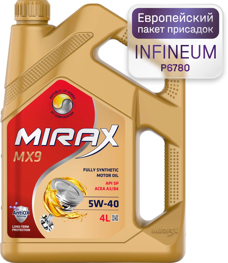 

Моторное масло Mirax MX9 5W-40 SP A3/B4 4л