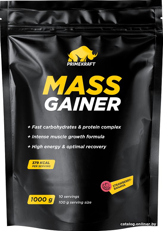Гейнер Prime Kraft Mass Gainer (1000г, клубника/банан)