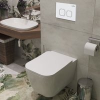 Унитаз подвесной Roxen Cube в комплекте с инсталляцией StounFix Dual Fresh 6 в 1 534002 (кнопка: белый глянец)