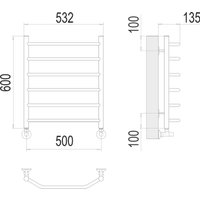 Полотенцесушитель TERMINUS Виктория П6 500хx600 (RAL 9005, матовый черный)