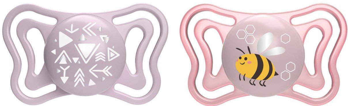 

Набор пустышек Chicco PhysioForma Light Розовый Стрела. Пчелка (2 шт)