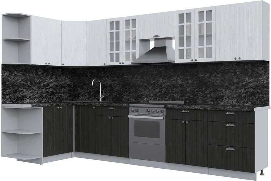 

Готовая кухня Интерлиния Берес 1.5x3.4 левая (дуб полярный/дуб английский/кастилло темный)