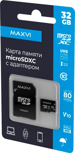 Карта памяти Maxvi microSDXC 32GB MSD32GBC10V10 (с адаптером)