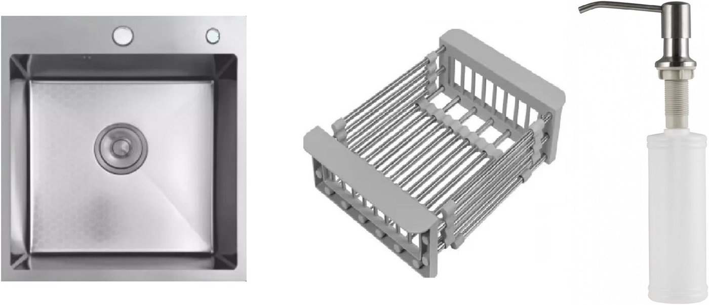 

Кухонная мойка Schtoff Best Decor Silver 4550 + коландер KR-1 GREY + дозатор SD-1 SILVER