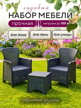 Набор садовой мебели Mega-Plast Amora (антрацит)