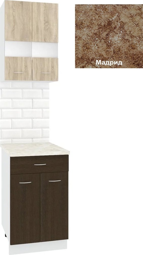 

Готовая кухня Кортекс-мебель Корнелия Экстра 50р1ш2д (дуб сонома/венге/мадрид)