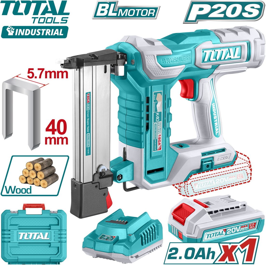 

Степлер Total TCSNLI6008 (с 1-им АКБ, кейс)