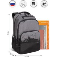 Школьный рюкзак Grizzly RU-630-2 (черный/серый)