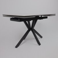 Кухонный стол Lepremo AV 2111 МДФ+керамика раздвижной 1200-1800x800 (белый глянцевый Pandora/черный)