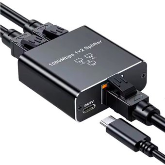 Разветвитель USBTOP 1x2 RJ45 1000 Мбит/с (черный)