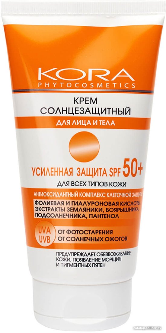 Крем солнцезащитный Kora Усиленная защита SPF 50+ для лица и тела 150 мл