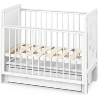 Классическая детская кроватка Indigo Happy Friends маятник, ящик (белая аляска/мишки)